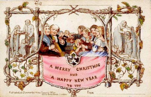 The First Christmas Card (source: https://en.wikipedia.org/wiki/Christmas_card#/media/File:Firstchristmascard.jpg